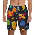 thumbnail image 1 of Kdxio Dinosaurs In Space Print Men'S Swim Trunks With Compression Liner 7 Inch Inseam Quick Dry Swim Shorts, 1 of 7
