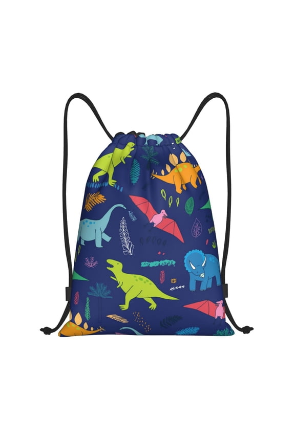 Dinosaurs Print Drawstring Backpack Bag,Waterproof Draw String Back Sack, Gym Drawstring Bags Swim Bag For Unisex