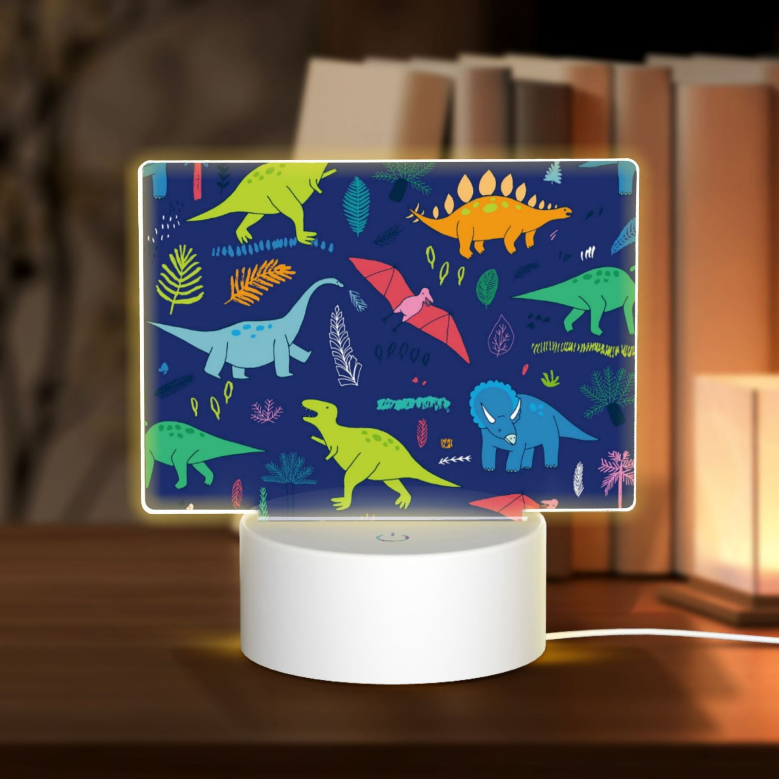 Kdxio Dinosaurs Rectangular Acrylic Night Light Acrylic Sleep Night Light Friend Gifts for Birthday Gifts for Women Teens Boys Girls