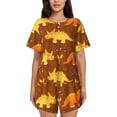thumbnail image 1 of Kdxio Dinosaurs and Leaves Print Pajamas Sets for Women Short-Sleeved Pjs with Lounge Shorts Two Piece Sleepwear S-4XL, 1 of 8