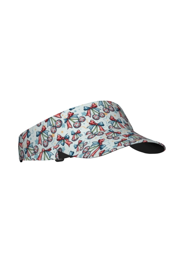 Disco Ball Cherry With Bow Print Sun Visor Hat Golf Visor Adjustable Velcro Outdoor Sports Cap for Men Women