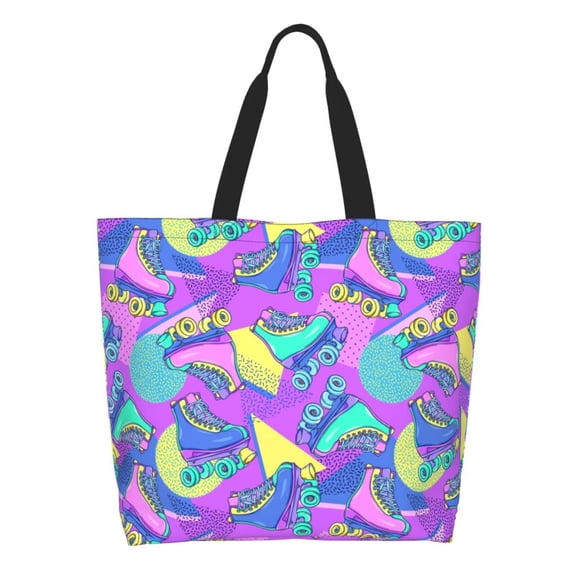 Kdxio Disco Roller Skates Casual Tote Bags Women Big Capacity Shoulder Bag for Women Travel Shoulder Bags Handbags