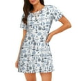 thumbnail image 1 of Kdxio Dock Rudder Pattern Womens Short Sleeve Sleepshirt Scoopneck Cute Nightdress Ruffle Comfy Nightgown, 1 of 6