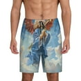 Kdxio Dog Angel Ascension Print Mens Sleep Shorts Bottoms Soft Comfy