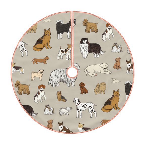 Kdxio Dog Animal Print Christmas Tree Skirt Christmas Xmas Tree Skirts Mat for New Year Holiday Christmas Party Decorations-48"