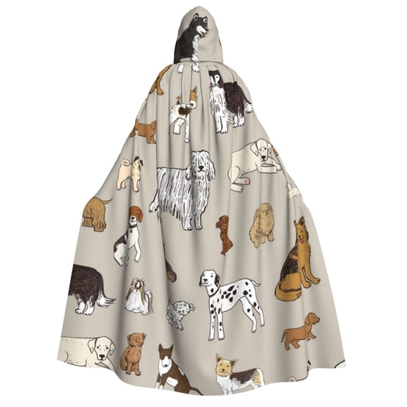 Kdxio Dog Animal Print Hooded Cloak Unisex Cloak with Hood Halloween Christmas Cape Cosplay Costume