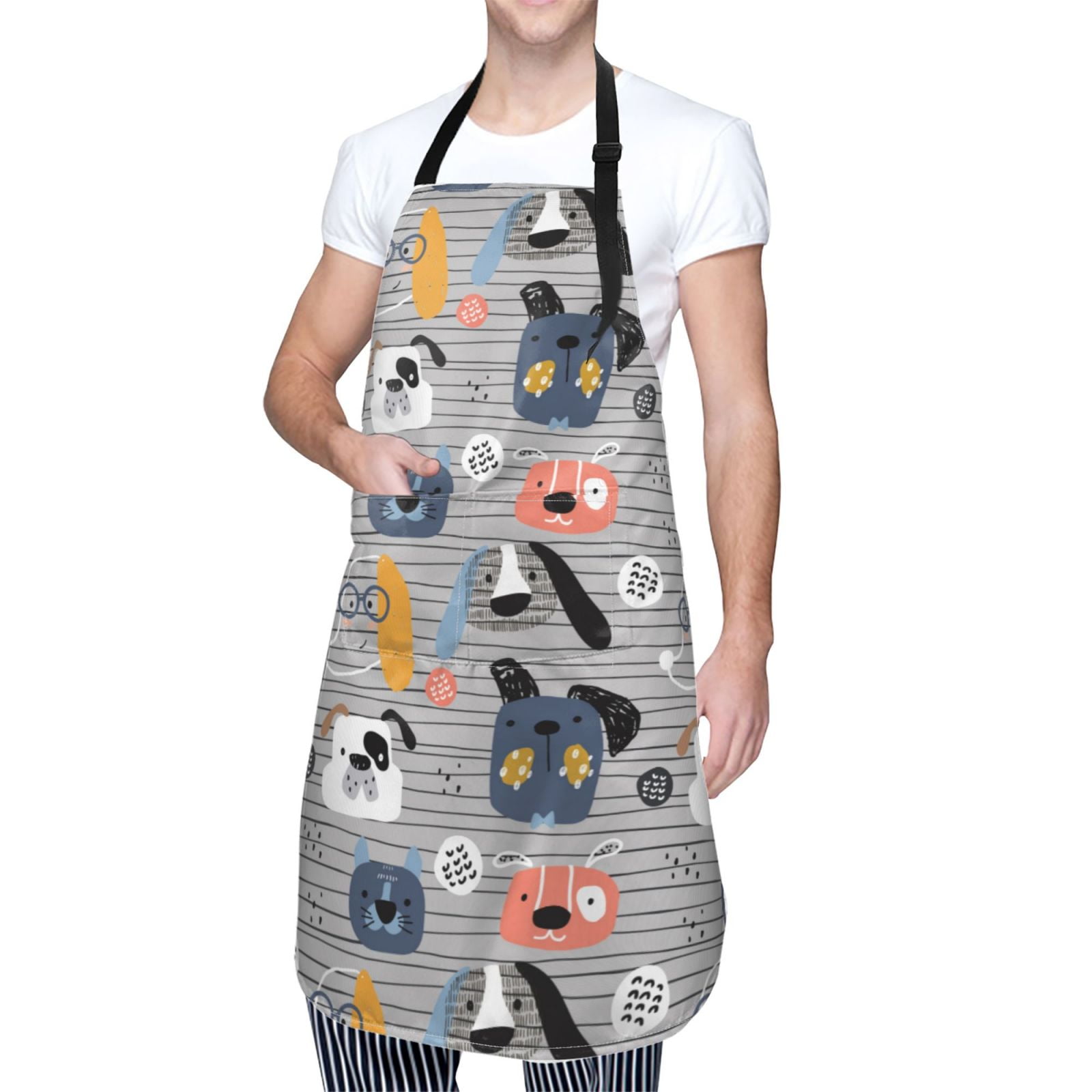 Kdxio Dog Apron with Pockets Adjustable Kitchen Aprons for Men Women Waterproof Aprons for Cooking,Drawing,Crafting, Baking Household Cleaning
