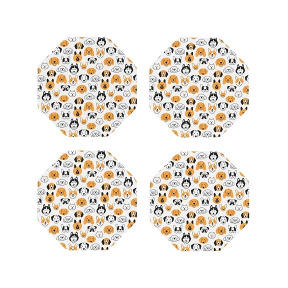Kdxio Dog Faces Funny Coasters,4 Pcs Leather Coasters,Housewarming Gifts,Protect Furniture From Water Marks Scratch And Damage
