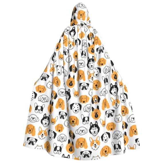 Kdxio Dog Faces Print Hooded Cloak Unisex Cloak with Hood Halloween Christmas Cape Cosplay Costume