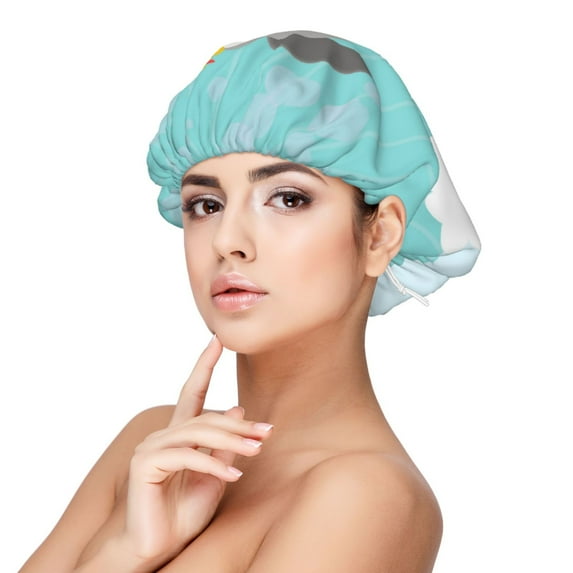 Kdxio Dog In Bathtub Pattern Satin Bonnet Silk Bonnet Hair Bonnet for Sleeping Hair Bonnets for Women Curly Natural Hair