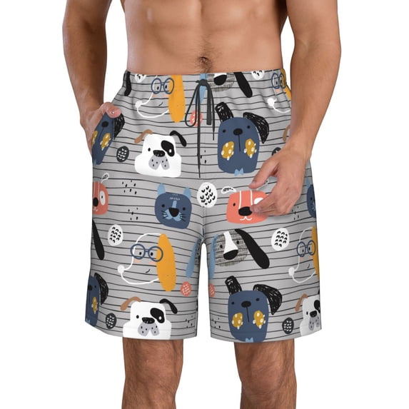 Kdxio Dog Pattern Mens Casual Shorts - Drawstring Summer Beach Sports Shorts for Men