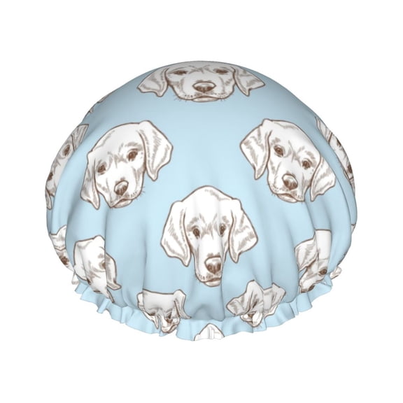Kdxio Dog Print Shower Cap for Women,Elastic and Reusable,Double Waterproof Layers Bathing Hat