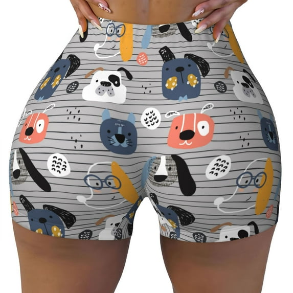 Kdxio Dog Print Workout Shorts for Women Seamless Soft Smooth Gym Yoga Scrunch Active Shorts