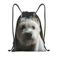 thumbnail image 1 of Kdxio Dog Wrapped in Towel 1 Print Drawstring Backpack Bag,Waterproof Draw String Back Sack, Gym Drawstring Bags Swim Bag For Unisex, 1 of 9