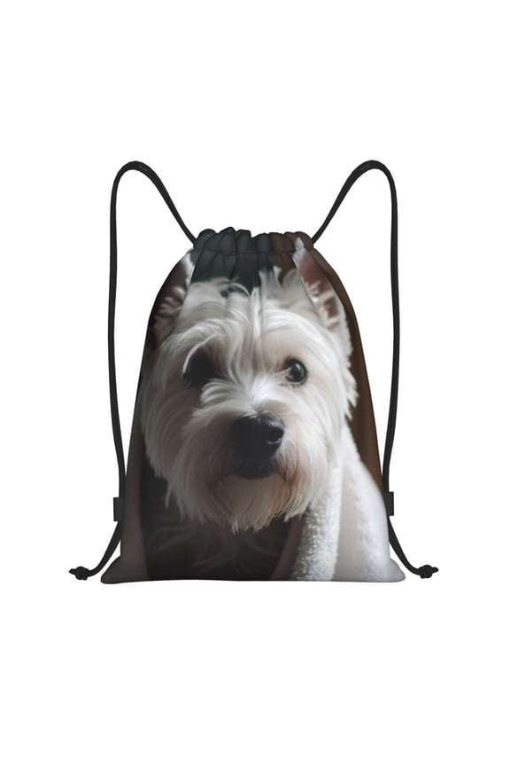 Dog Wrapped in Towel 1 Print Drawstring Backpack Bag,Waterproof Draw String Back Sack, Gym Drawstring Bags Swim Bag For Unisex