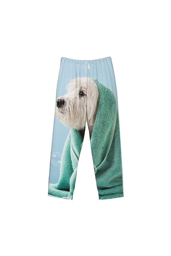 Dog Wrapped in Towel Print Men's Sleep Pajama Pant Lounge Pants with Pockets