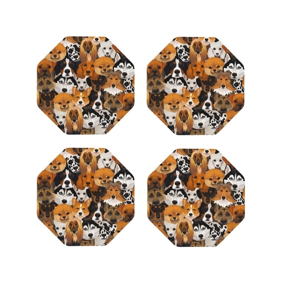 Kdxio Dogs Different Breeds Funny Coasters,4 Pcs Leather Coasters,Housewarming Gifts,Protect Furniture From Water Marks Scratch And Damage