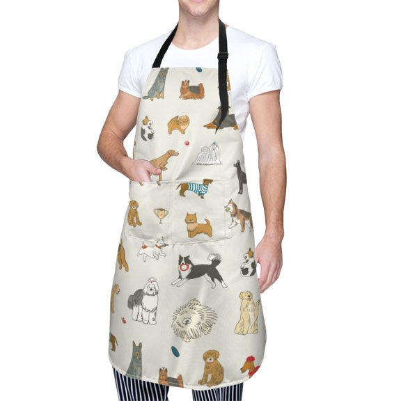 Kdxio Dogs Funny Pets Apron with Pockets Adjustable Kitchen Aprons for Men Women Waterproof Aprons for Cooking,Drawing,Crafting, Baking Household Cleaning