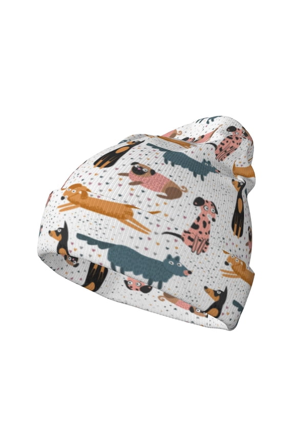 Dogs Pug Winter Beanie for Men Women Beanie Knit Hat Cuffed Cap Beanie Knit Chunky Snow Cap