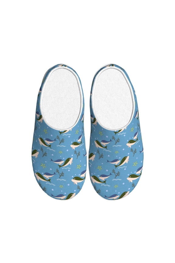 Dolphin Lovers Women's Men's Slippers Plush Slip-On House Slipper for Winter Indoor Soft Cushion Non-slip Fluffy Slides Slippers-13