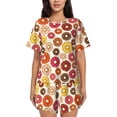 thumbnail image 1 of Kdxio Donut Print Pajamas Sets for Women Short-Sleeved Pjs with Lounge Shorts Two Piece Sleepwear S-4XL, 1 of 9