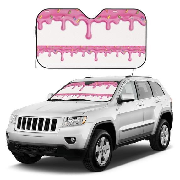 Kdxio Donut Print Windshield Sun Shade, Foldable Sun Blocker for Car,Truck,SUV Automotive Interior Sun Protection,Reflective Shade for Front Windshield(Medium)