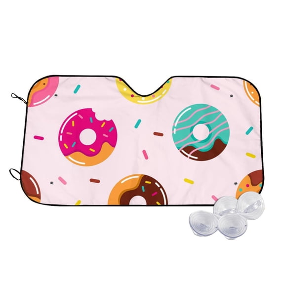 Kdxio Donut Print Windshield Sun Shade,UV Rays and Sun Heat Protection,Sunshade for Car Windshield,Car Shade Front Windshield - Medium