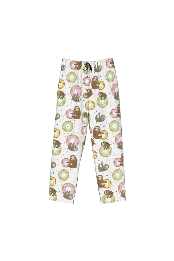 Donut Sloth Print Men's Sleep Pajama Pant Lounge Pants with Pockets