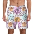 thumbnail image 1 of Kdxio Donuts And Coffee Print Men'S Swim Trunks With Compression Liner 7 Inch Inseam Quick Dry Swim Shorts, 1 of 7