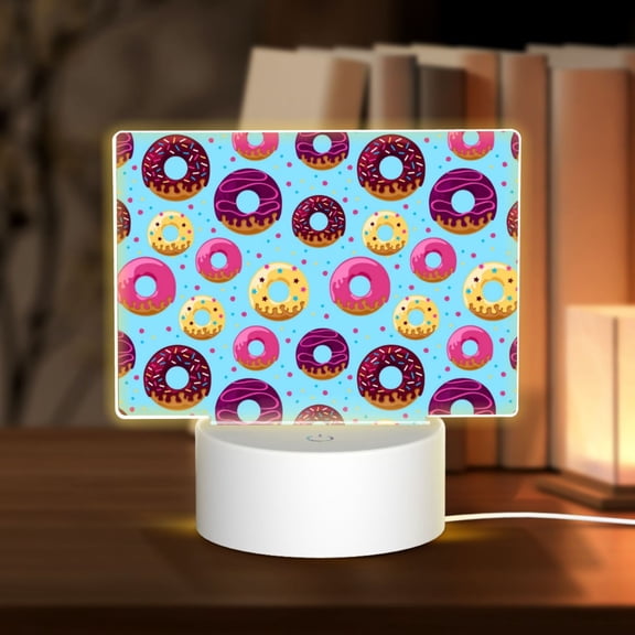 Kdxio Donuts Rectangular Acrylic Night Light Acrylic Sleep Night Light Friend Gifts for Birthday Gifts for Women Teens Boys Girls