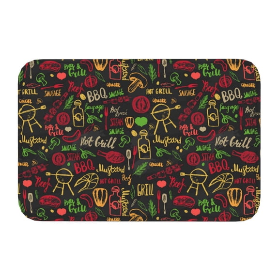 Kdxio Doodle Barbeque 1,16" x 24", Non-Slip Front Door Mats,Outdoor Welcome Mat Washable