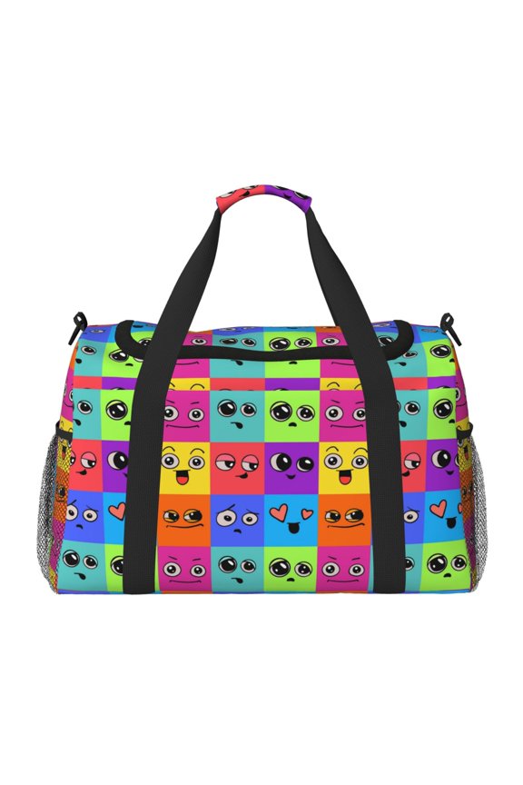 Doodle Faces Emotions Travel Duffel Bag Gym Bag Weekender Travel Bag Gym Bag for Women &Men Airplane Travel Essentials for Flying