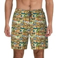 thumbnail image 1 of Kdxio Doodle Owls Print Men's Swim Trunks with Compression Liner 7 Inch Inseam Quick Dry Swim Shorts, 1 of 5
