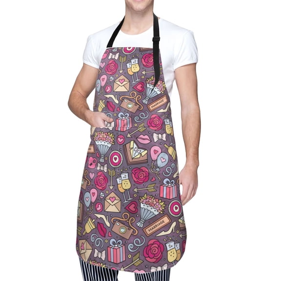 Kdxio Doodles Wedding Apron with Pockets Adjustable Kitchen Aprons for Men Women Waterproof Aprons for Cooking,Drawing,Crafting, Baking Household Cleaning