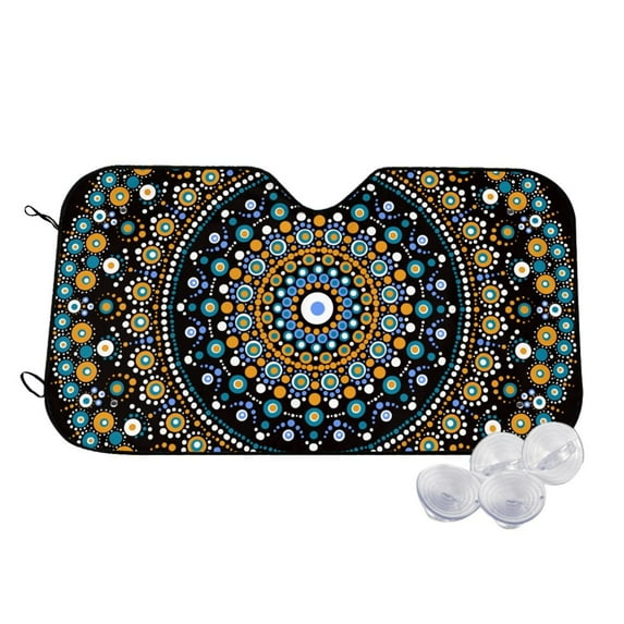 Kdxio Dot Mandala Print Windshield Sun Shade,UV Rays and Sun Heat Protection,Sunshade for Car Windshield,Car Shade Front Windshield -