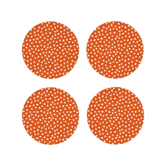Kdxio Dots On Orange Background Funny Coasters,4 Pcs Leather Coasters,Housewarming Gifts,Protect Furniture from Water Marks Scratch and Damage