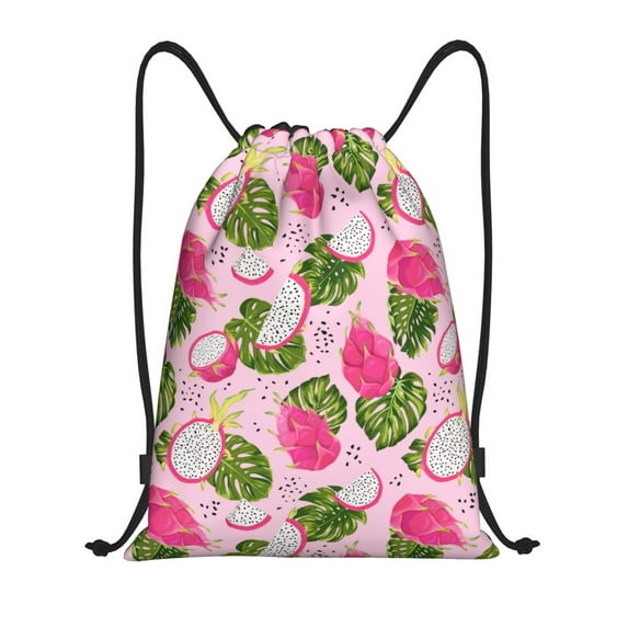 Kdxio Dragon Fruits Print Drawstring Backpack Bag,Waterproof Draw String Back Sack, Gym Drawstring Bags Swim Bag For Unisex