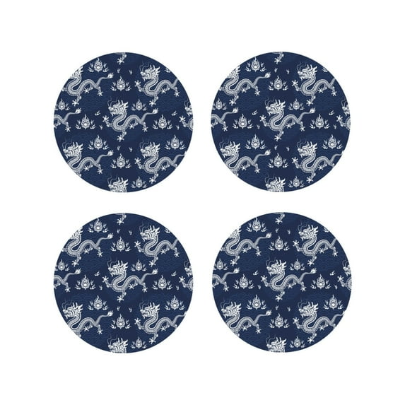 Kdxio Dragon Funny Coasters,4 Pcs Leather Coasters,Housewarming Gifts,Protect Furniture from Water Marks Scratch and Damage