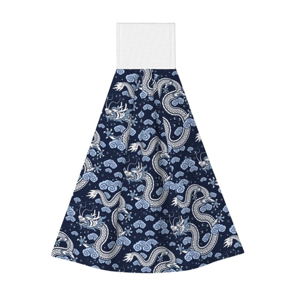 Kdxio Dragon Hand Towel with Loop Hanging Towel Absorbent Tie Towels for Kitchen Tea Bar Bathroom Decor