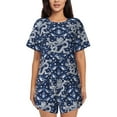thumbnail image 1 of Kdxio Dragon Print Pajamas Sets for Women Short-Sleeved Pjs with Lounge Shorts Two Piece Sleepwear S-4XL, 1 of 9