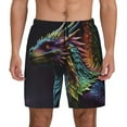thumbnail image 1 of Kdxio Dragon with Colorful Tail Print Men's Swim Trunks with Compression Liner 7 Inch Inseam Quick Dry Swim Shorts, 1 of 5