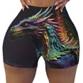 thumbnail image 1 of Kdxio Dragon with Colorful Tail Print Workout Shorts for Women Seamless Soft Smooth Gym Yoga Scrunch Active Shorts, 1 of 5