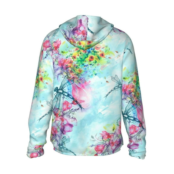 Kdxio Dragonfly Floral Print Women Men Sun Protection UPF 50  Jackets Zip Up Long Sleeve Hoodie Hiking Lightweight with Pockets