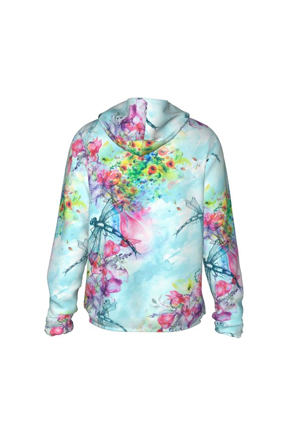 Dragonfly Floral Print Women Men Sun Protection UPF 50+ Jackets Zip Up Long Sleeve Hoodie Hiking Lightweight with Pockets