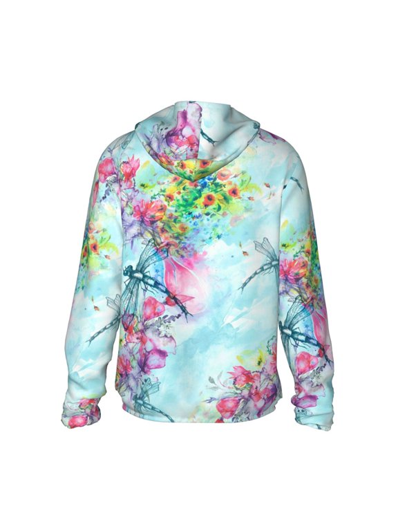 Dragonfly Floral Print Women Men Sun Protection UPF 50+ Jackets Zip Up Long Sleeve Hoodie Hiking Lightweight with Pockets