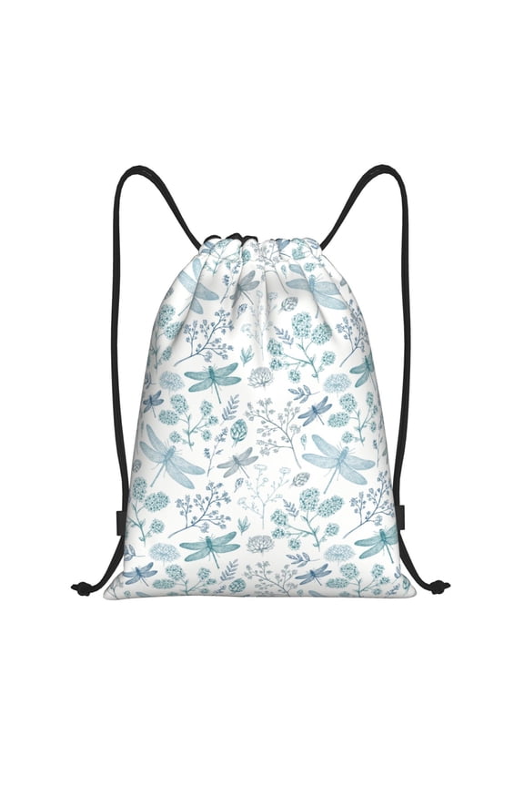 Dragonfly Print Drawstring Backpack Bag,Waterproof Draw String Back Sack, Gym Drawstring Bags Swim Bag For Unisex