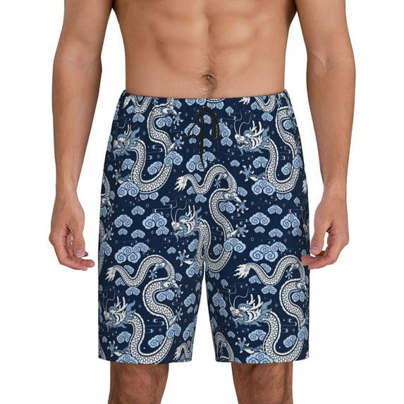 Kdxio Dragons Print Mens Sleep Shorts Bottoms Soft Comfy Pajama Wear Pants with Drawstring Pockets