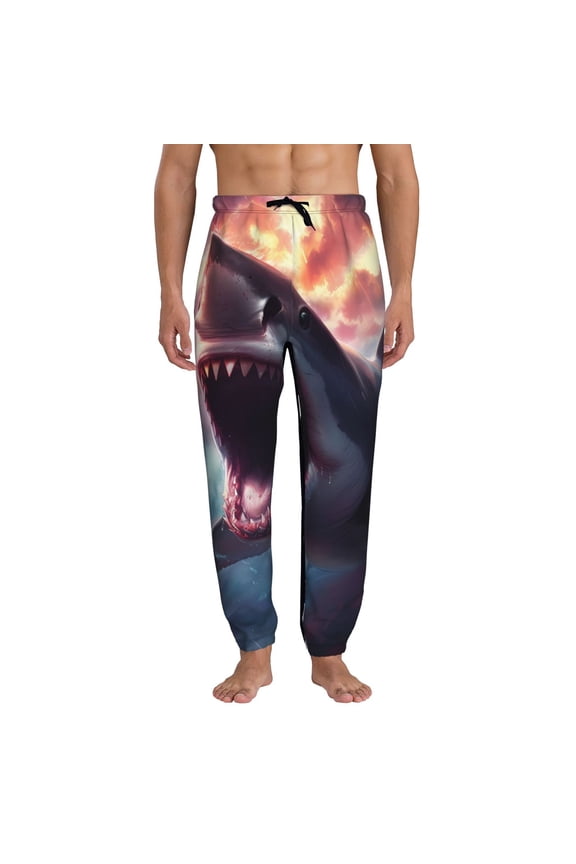 Dramatic Shark Attack Pattern Joggers,Sweatpants for Men with Pockets-Large