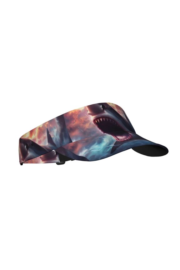 Dramatic Shark Attack Print Sun Visor Hat Golf Visor Adjustable Velcro Outdoor Sports Cap for Men Women