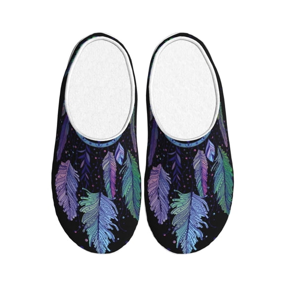 Kdxio Dreamcatcher With Colorful Feathers Women's Men's Slippers Plush Slip-On House Slipper for Winter Indoor Soft Cushion Non-slip Fluffy Slides Slippers-39/40